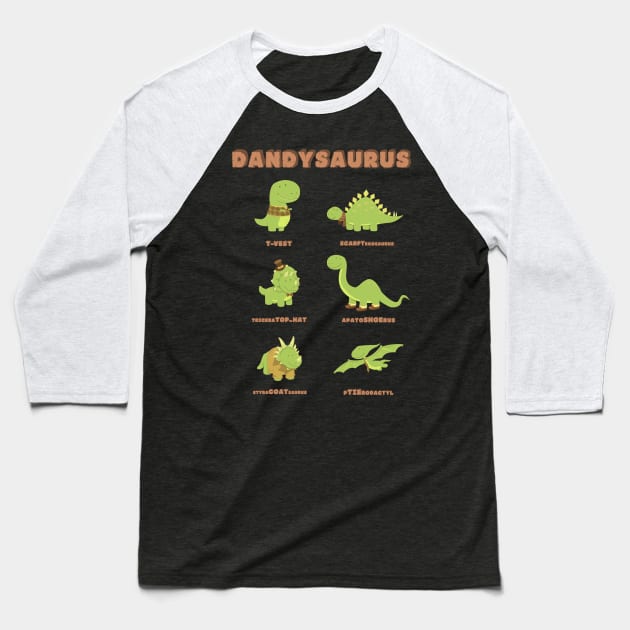 DANDYSAURUS - Dark Version Baseball T-Shirt by AnishaCreations